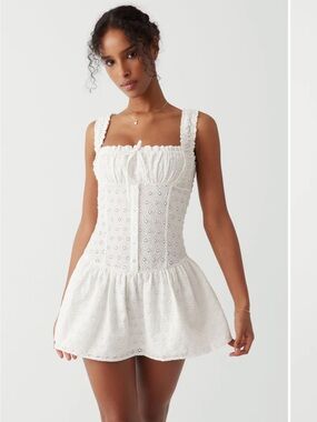 bella hadid farm eyelet mini dress Frankies Bikinis X Bella Hadid Farm Eyelet Mini Dress